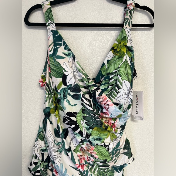 Jantzen Nature Glow Surplus Mio One Piece Swimsuit Size 18 Tummy Control Ruched - Picture 3 of 9